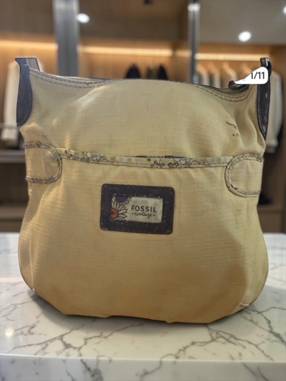Fossil Floral Yellow Coated Canvas Crossbody - Gently Used - Picture 1 of 9
